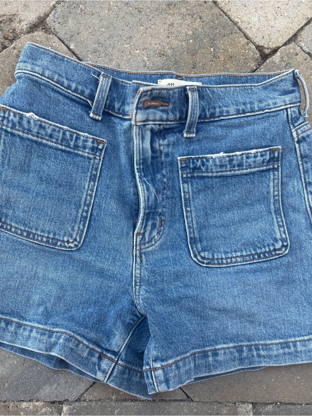 Madewell Faded Blue Denim Patch-Pocket Shorts